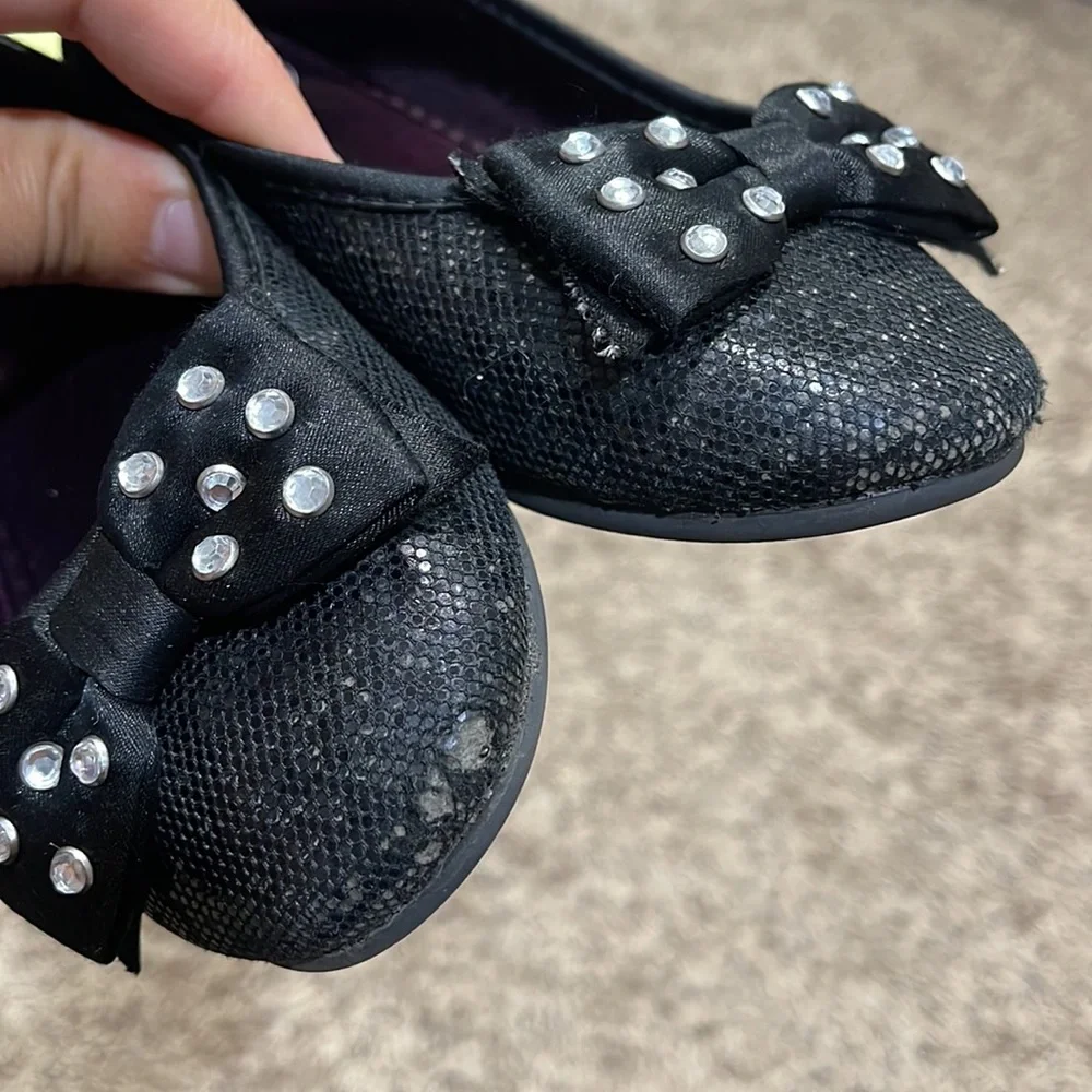 H&M Girl Black Sparkly Shoes Size 11.5
